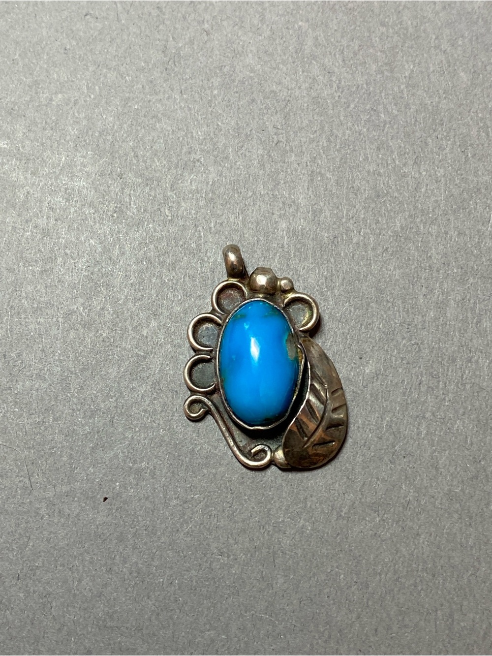 Vintage blue turquoise sterling silver pendant